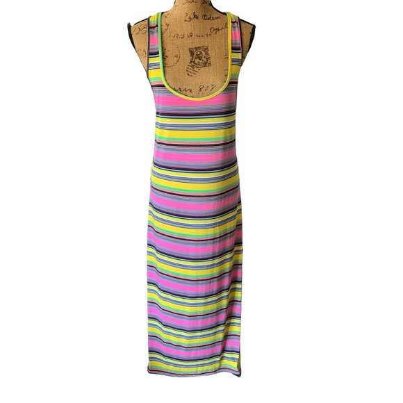 🍒 2/$20 🍒 Striped Long Maxi Dress Racer Back sz XL Light Polyester Material - Picture 1 of 5